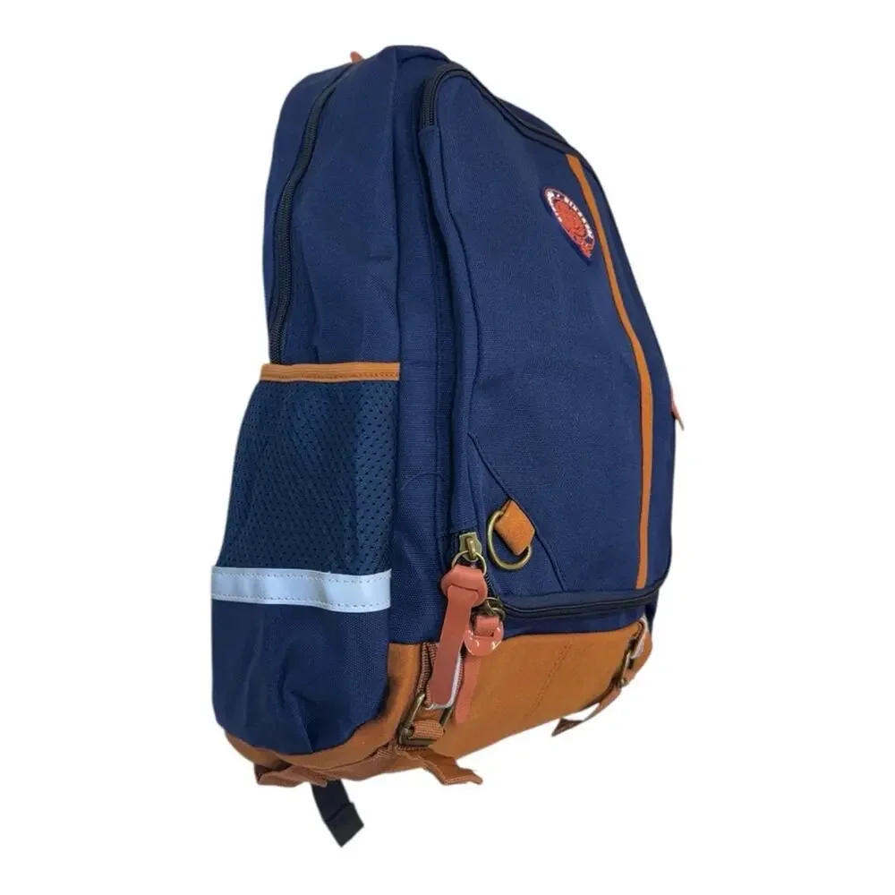 Blue & Tan Unisex Backpack Large School Travel Bag with Laptop Sleeve NEW